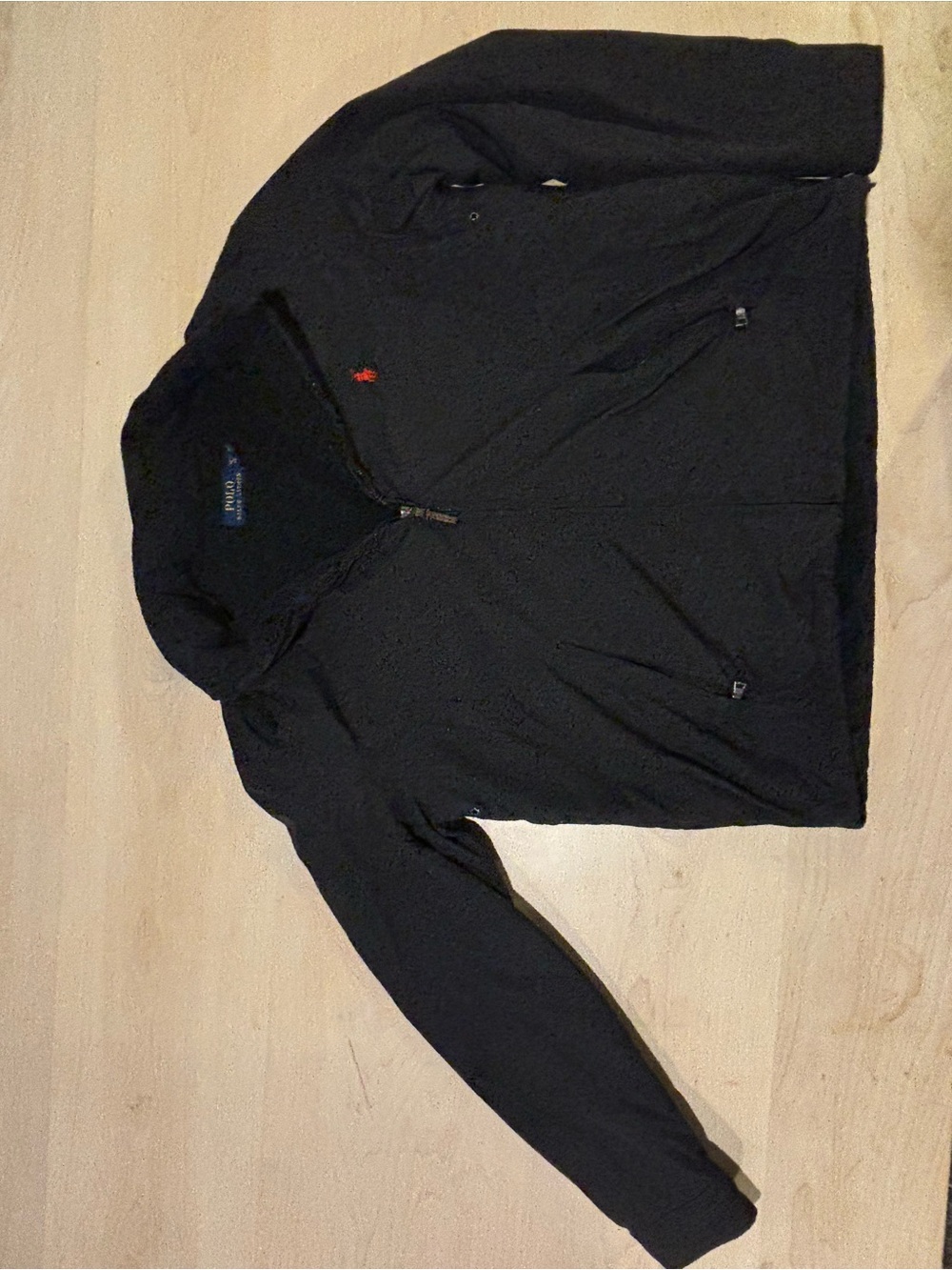 Ralph Lauren Black Lightweight Zip Shirt Jacket with Red Polo Logo
